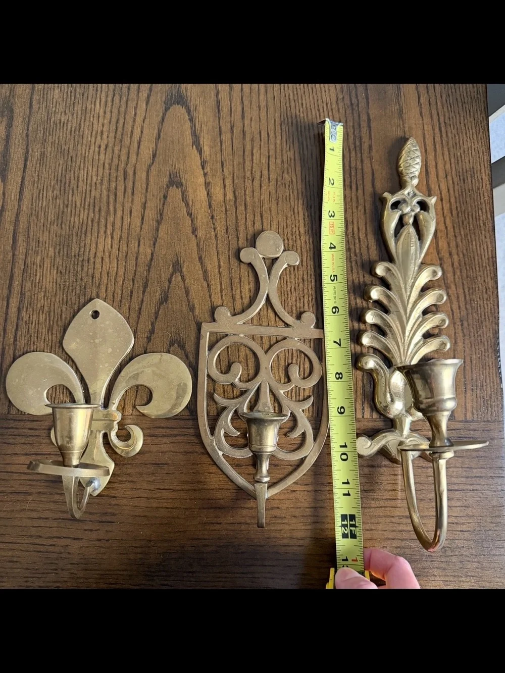 Vintage Wall Sconces Set of 3 Brass Gold Tone